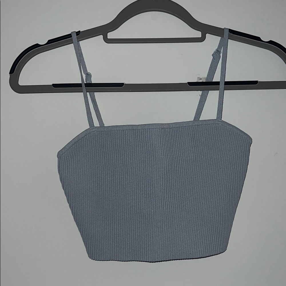 Aritzia Blue Ribbed crop top